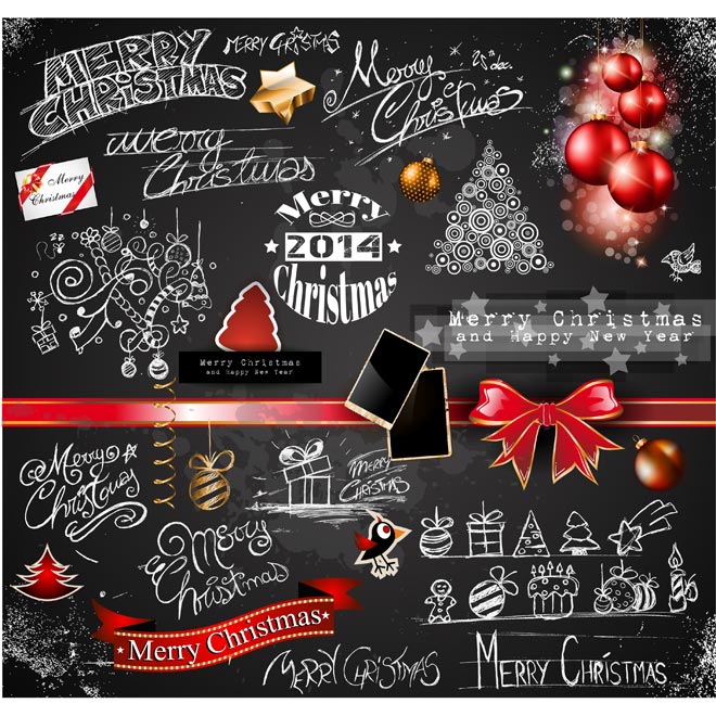 Free Christmas Chalkboard Art Vector Free Christmas Chalkboard Art Vector