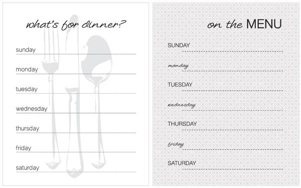 Free Printable Dinner Menu Templates