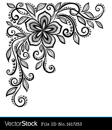 Free Vector Corner Flower Black and White