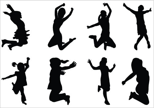 Girl Jumping Silhouette Clip Art