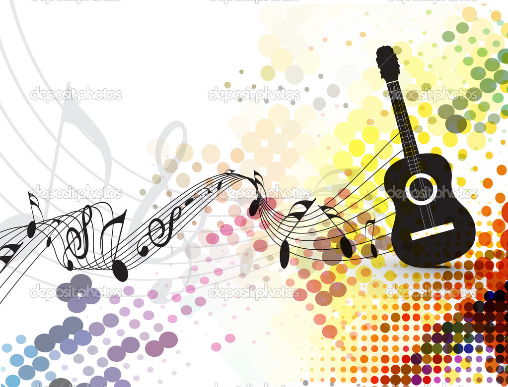 Guitar with Music Notes Designs
