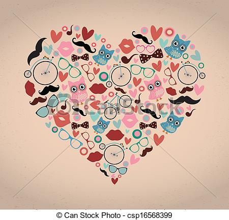 Hipster Heart Clip Art