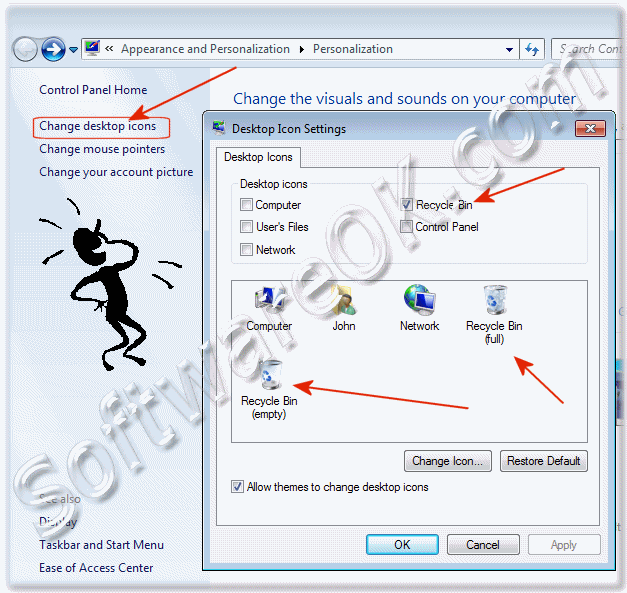Icon Window 7 Show Recycle Bins