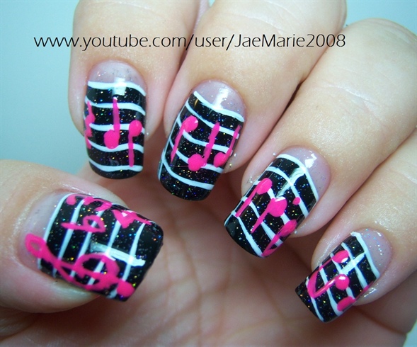 Music Notes Nail Art Design