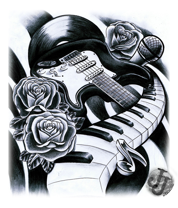 Music Sleeve Tattoo Design Drawings