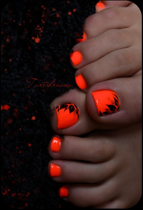 13 Orange Toe Nail Designs Images