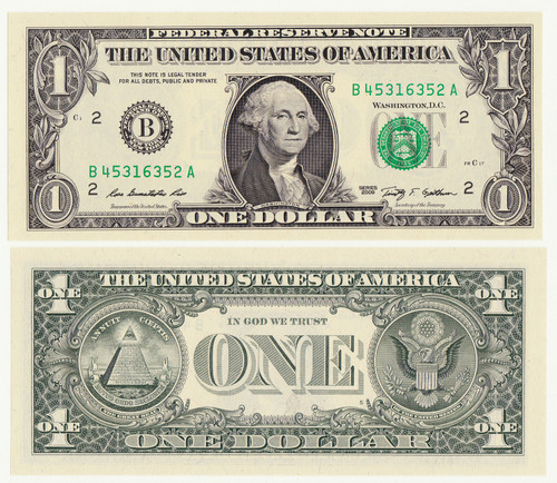 New United States 1 Dollar Bill