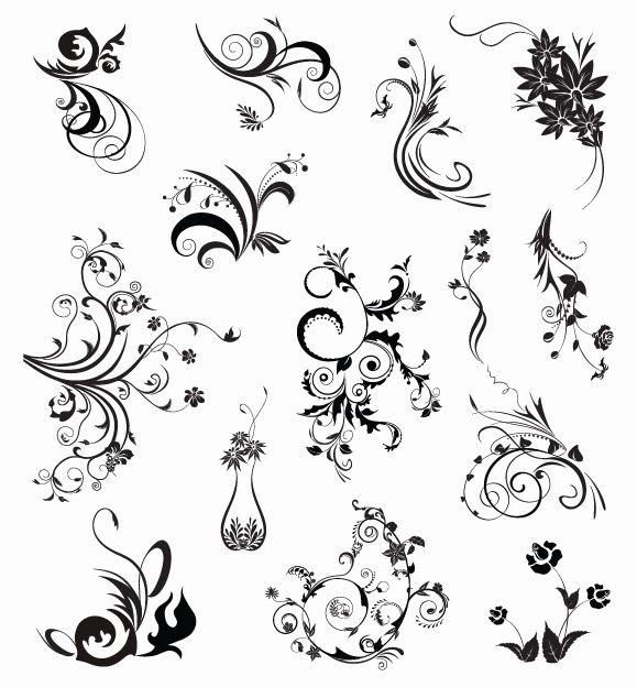 Ornamental Floral Vector Design Elements