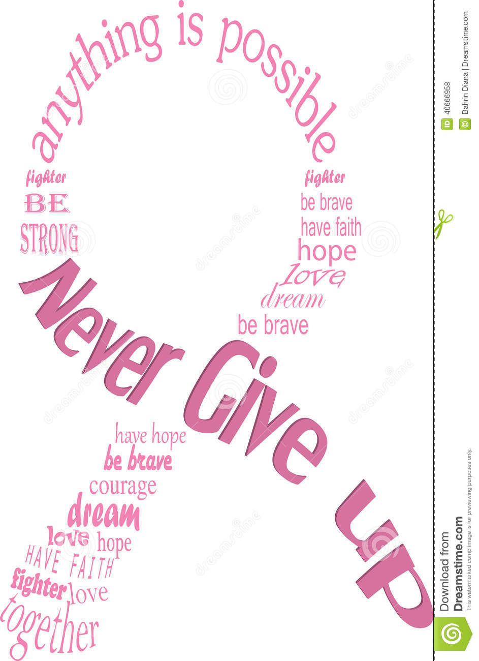 Pink Cancer Ribbon with Words