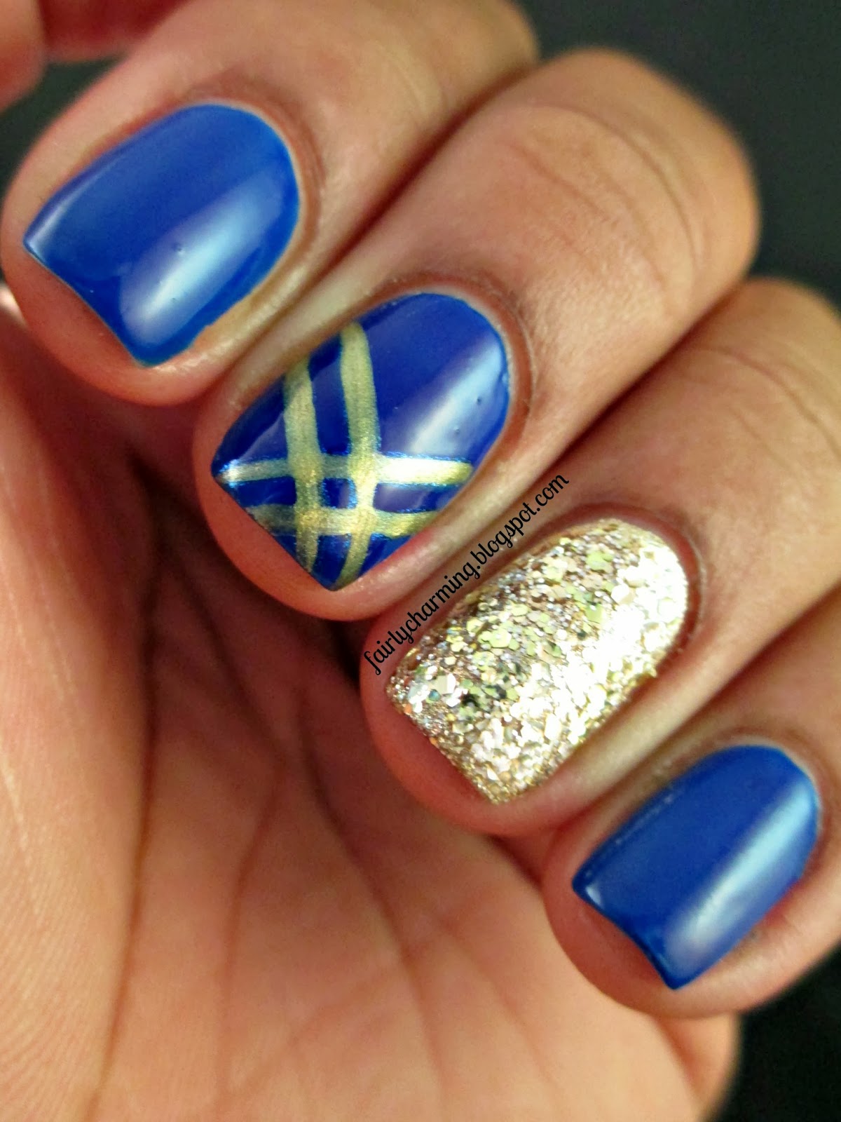 13 Blue And Gold Nail Designs Images