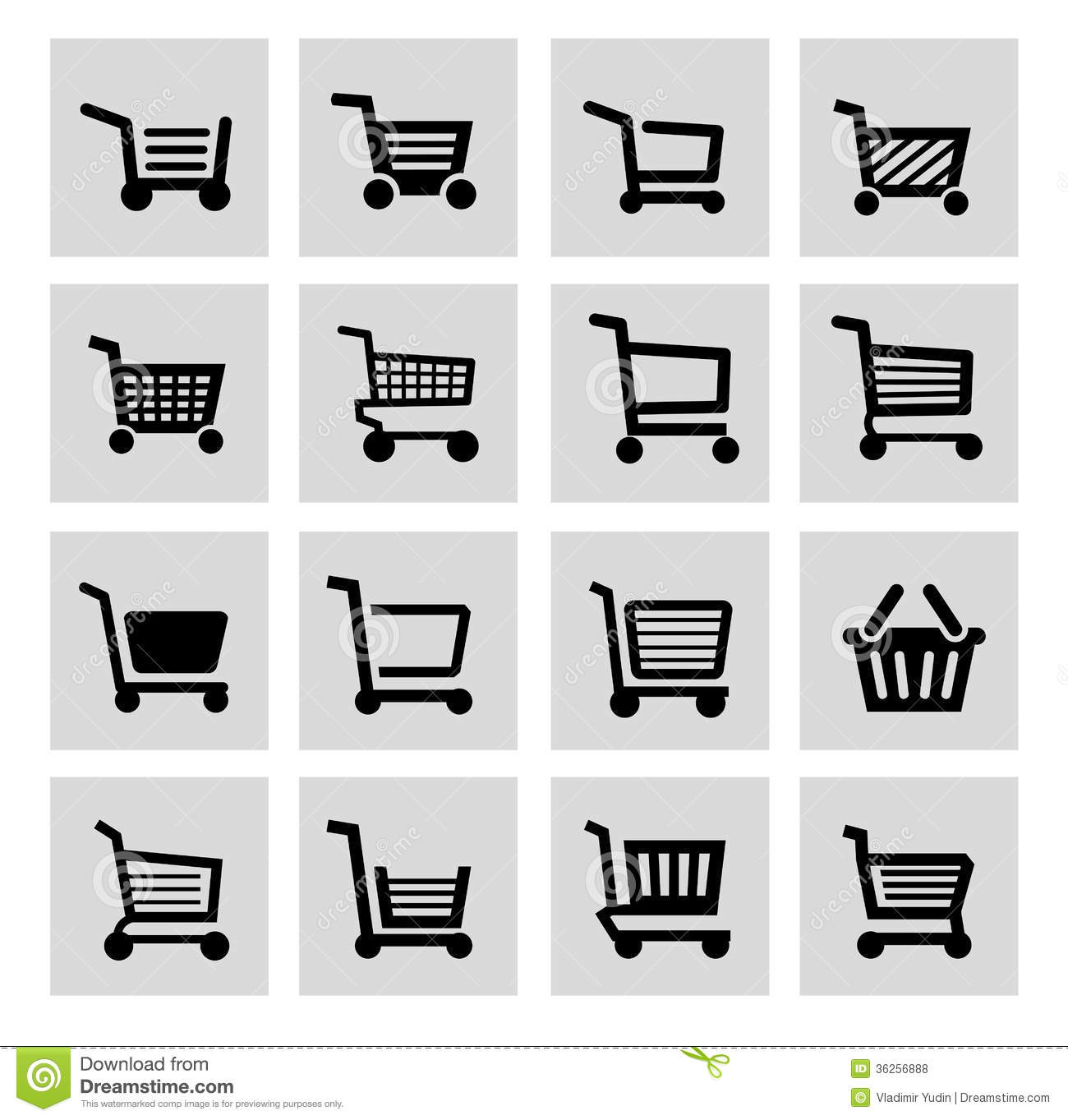 Shopping Cart Vector Icons Black