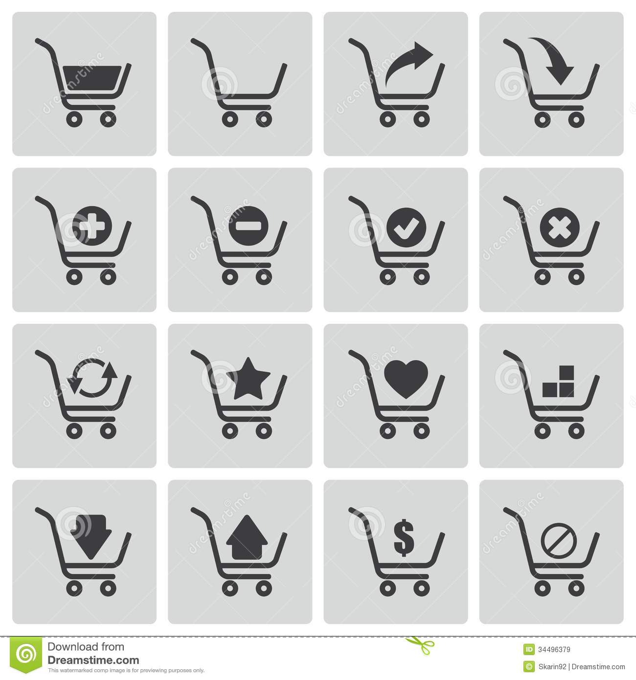 Shopping Cart Vector Icons Black