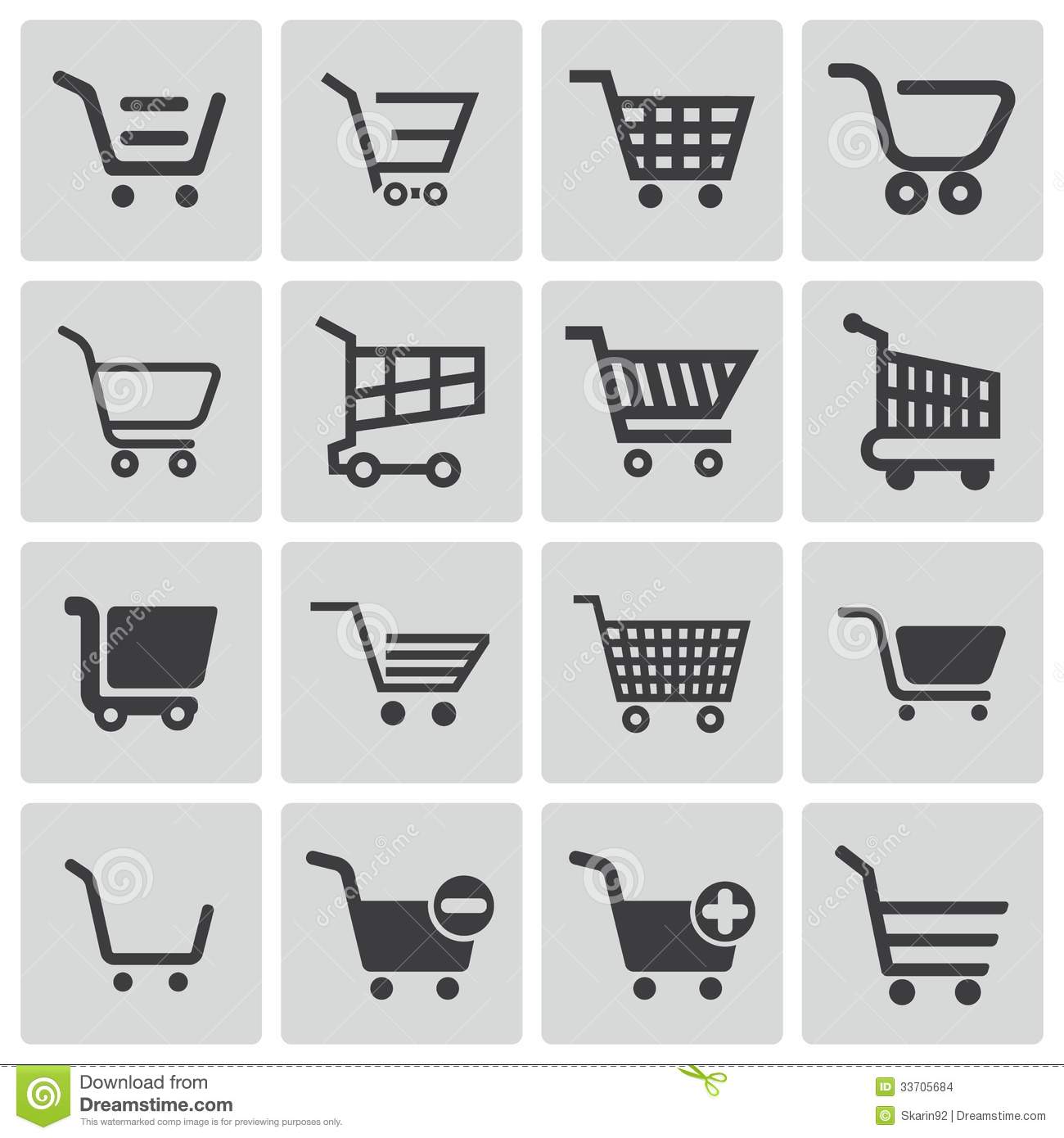 Shopping Cart Vector Icons Black