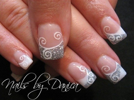 Silver French Tip Nail Designs