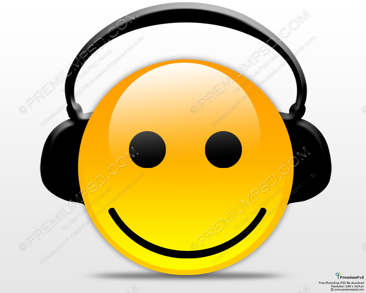 Smiley Face with Headphones Clip Art