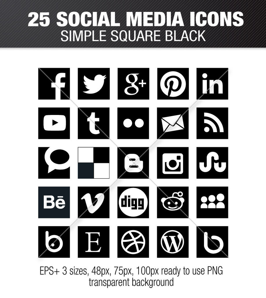 Social Media Icons Black Square