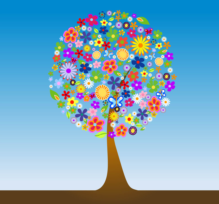 Trees and Flowers Clip Art
