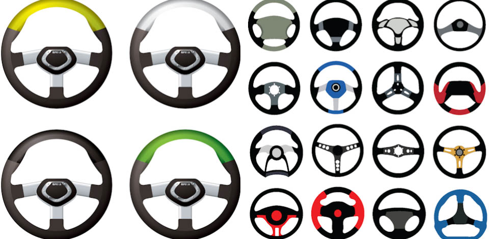 Vector Car Steering Wheels