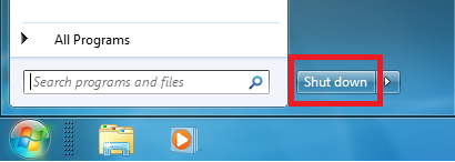 Windows 7 Shut Down Button