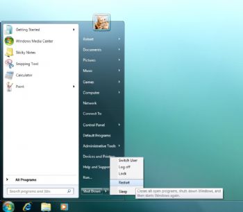 Windows 7 Start Menu Shut Down