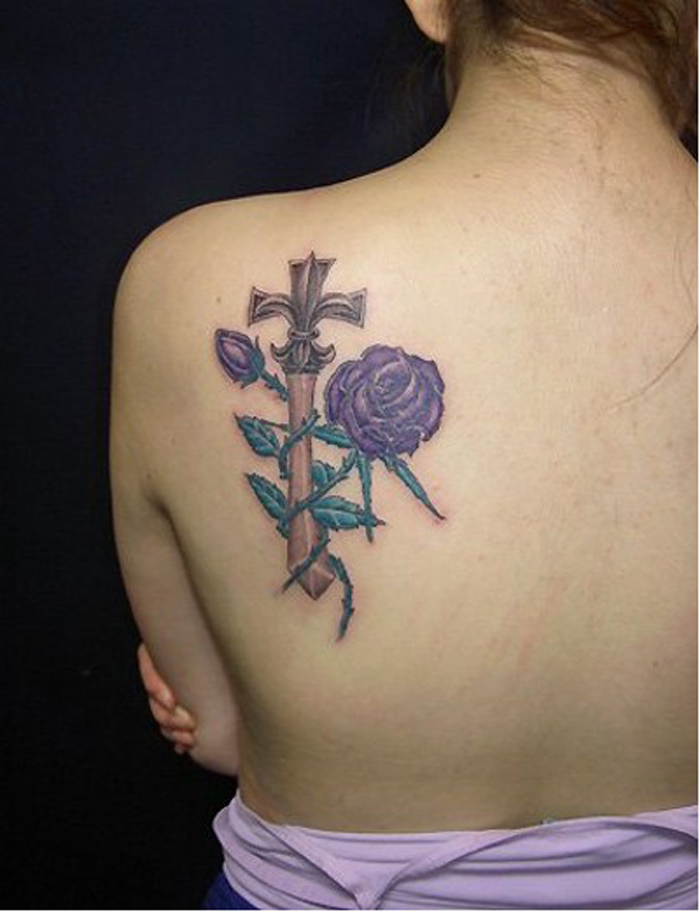 Women Back Cross Tattoos