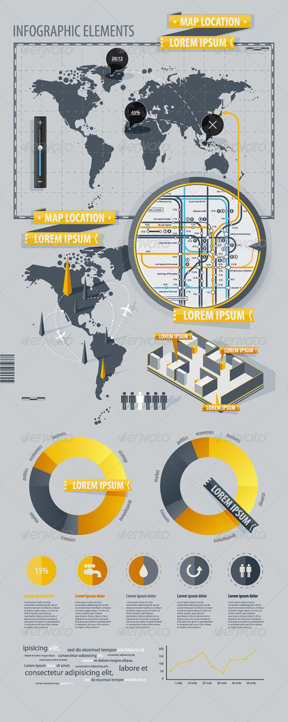 World Map Infographic Elements World Map Infographic Elements