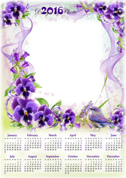 2016 Calendar for Spring Flowers