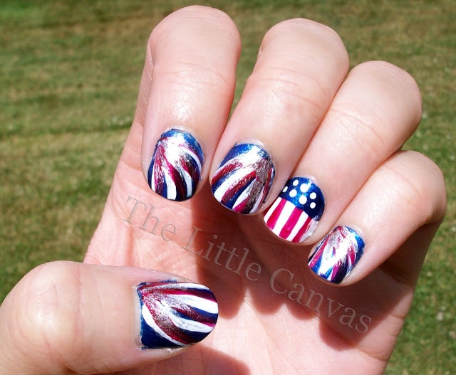 4th of July Firework Nail Art