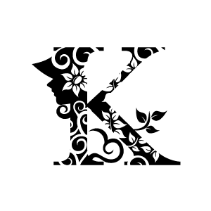 Alphabet Black and White Flower Graphics