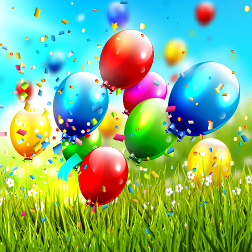 Birthday Confetti Balloons Background