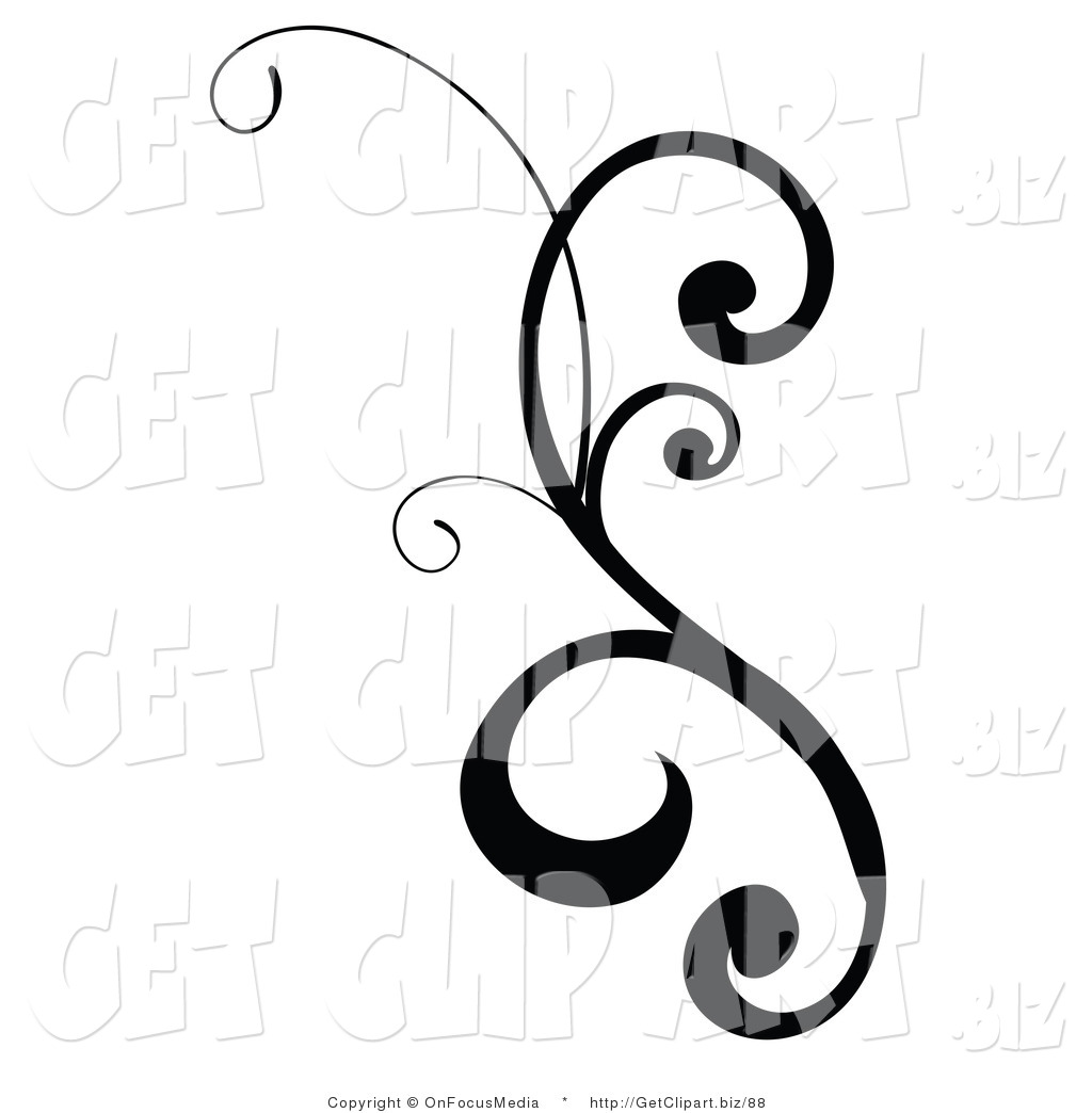 Black and White Scroll Design Clip Art