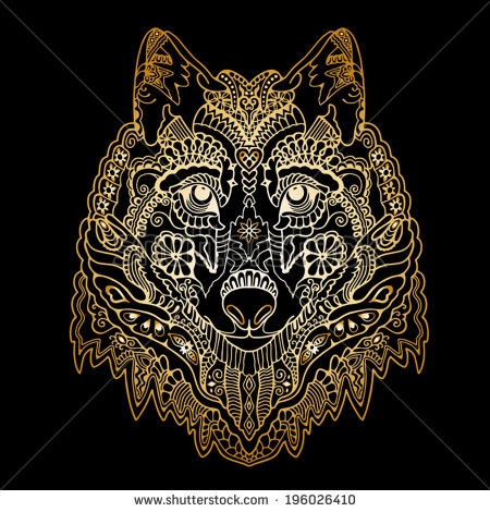 Black Background Tribal Wolves