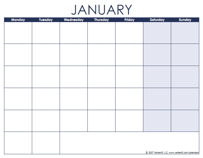 Blank Monthly Calendar Pages Blank Monthly Calendar Pages