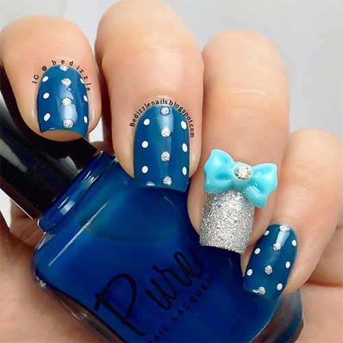 Blue Nails with Bows