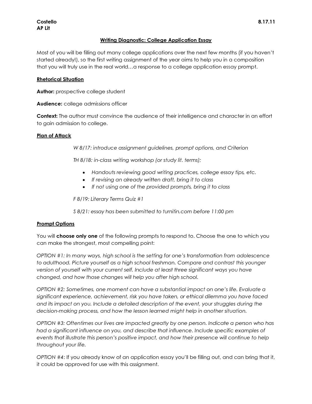 College Essay Format Template
