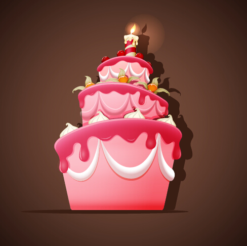 Cute Birthday Cake Vector