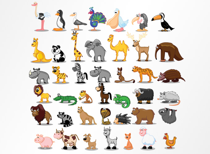 Cute Cartoon Animals Vector