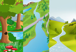 Cute Cartoon Landscape Vector