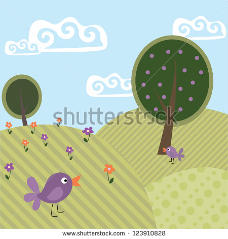 Cute Cartoon Landscape Vector