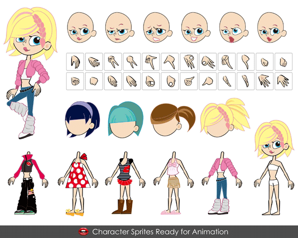 Cute Girl Cartoon Characters Vector Cute Girl Cartoon Characters Vector