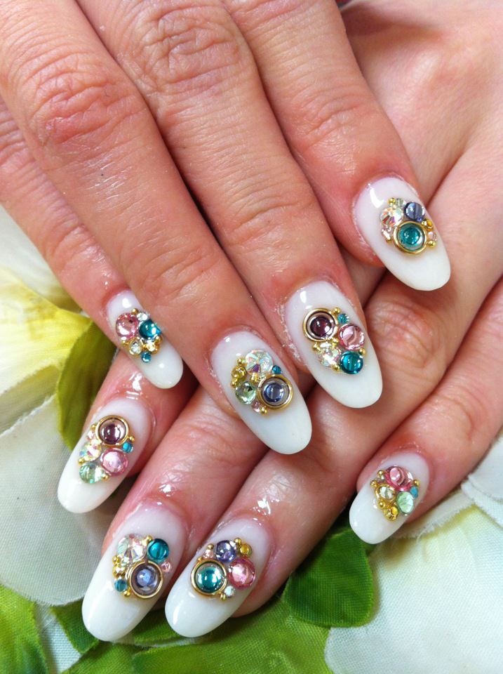 Cute Nail Designs with Rhinestones