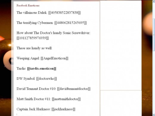 Doctor Who Facebook Chat Emoticons