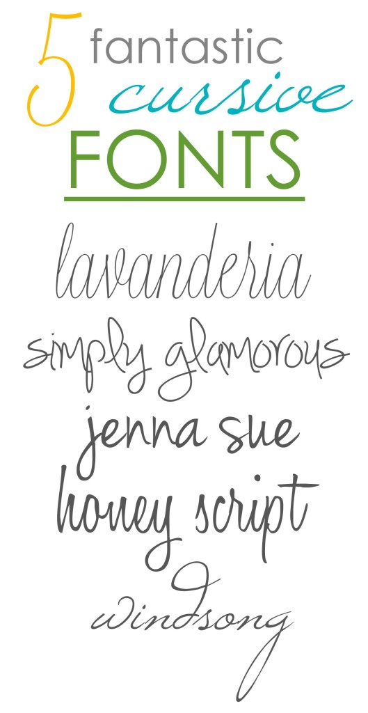 Five Cursive Fonts