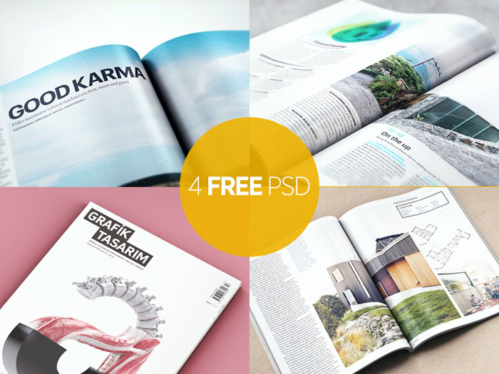 Free Magazine Cover Mockup PSD