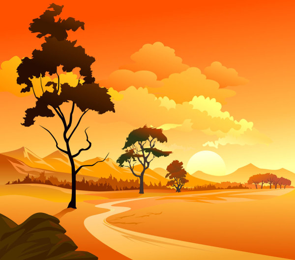 Free Vector Cartoon Landscape