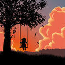 Girl On Swing Silhouette