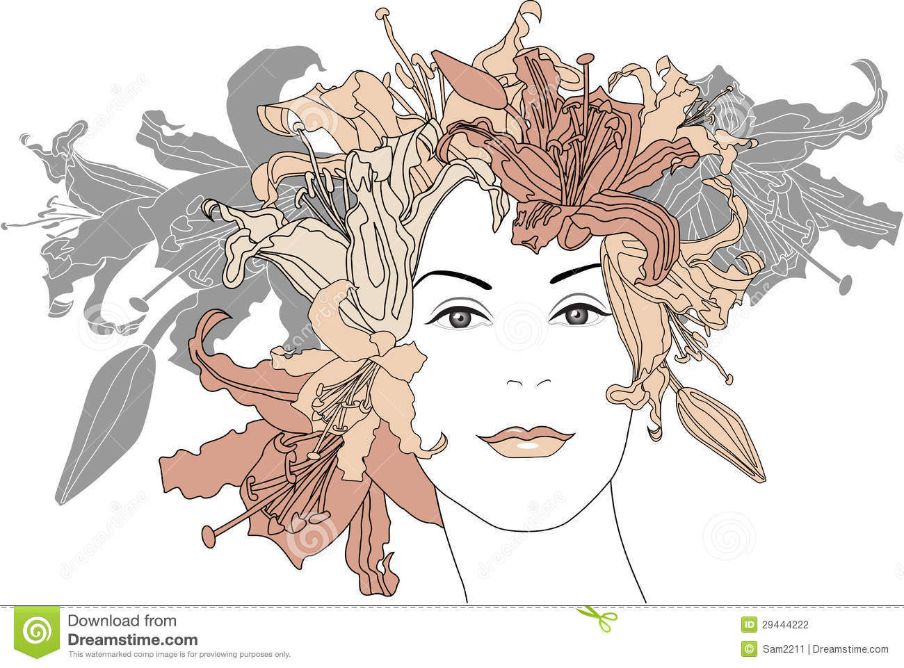 Girl with Flowers Vector
