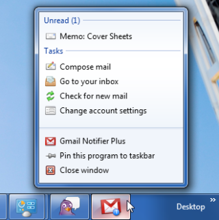 Gmail Notifier Windows 7 Taskbar
