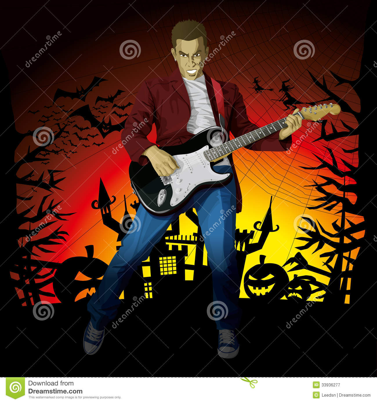 Halloween Pumpkin with Guitar