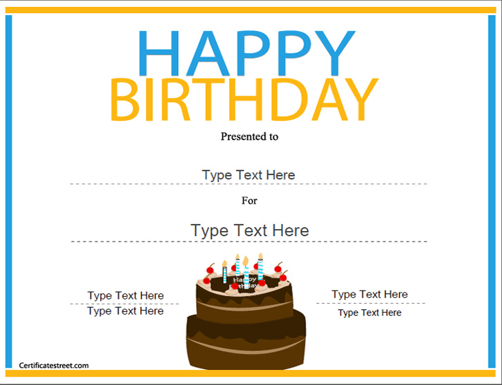 Happy Birthday Certificate Templates Free
